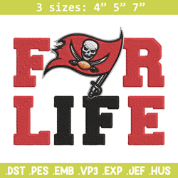 Tampa Bay Buccaneers For Life embroidery design, Buccaneers embroidery, NFL embroidery, logo sport embroidery.