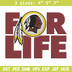 Washington Redskins For Life embroidery design, Redskins embroidery, NFL embroidery, sport embroidery, embroidery design