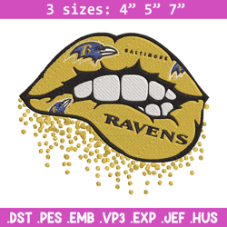 Baltimore Ravens dripping lips embroidery design, Baltimore Ravens embroidery, NFL embroidery, Logo sport embroidery.