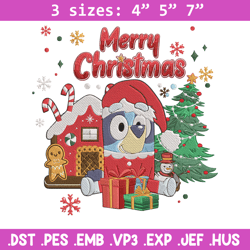 Bluey merry chrismas Embroidery Design,Bluey Embroidery, Embroidery File, Chrismas Embroidery, Digital download