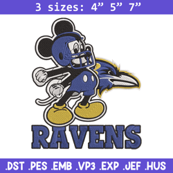 Mickey Mouse Baltimore Ravens embroidery design, Baltimore Ravens embroidery, NFL embroidery, Logo sport embroidery.