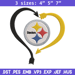 Pittsburgh Steelers Heart embroidery design, Pittsburgh Steelers embroidery, NFL embroidery, Logo sport embroidery.