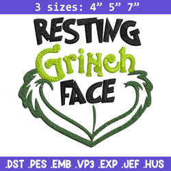 Resting Grinch Face Embroidery design, Grinch christmas Embroidery, Grinch design, Embroidery File, Instant download