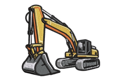 Excavator embroidery file - Construction vehicle, embroidery digitizing, industrial embroidery, heavy machinery, trend