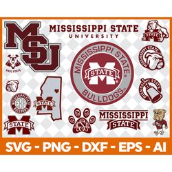 Mississippi State Bulldogs Svg Bundle, Mississippi State Bulldogs Svg, Sport Svg, Ncaa Svg, Png, Dxf, Eps Digital file.