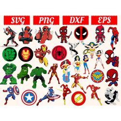 Big SVG Bundle, Digital Download, Spiderman svg, Iron Man svg, Superman svg, Deadpool svg, batman svg, hulk svg.