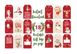 Printable Christmas Gift Tags, Holiday gift tags, DIY gift tags, Holiday gift wrapping, Assorted Christmas gift tags,