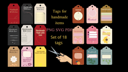 Tags for handmade items. Handmade label. DIY gift tag. Handmade stickers. Business stickers.  Made by hand with love