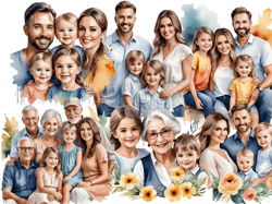 Family clipart. Family clipart bundle. Watercolor clipart. 6 family clipart PNG. Grandma clipart, mom clipart, dad clipa