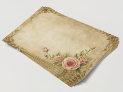 Vintage Digital Paper Set, Blank Journal Pages with roses