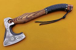 Hand FORGED tomahawk Axe Beautiful VIKING Bearded AXE Custom Carbon Steel gift for him with axe sheath Best Anniversary