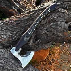Hand FORGED tomahawk Axe Beautiful VIKING Bearded AXE Custom Carbon Steel gift for him with axe sheath Best Anniversary