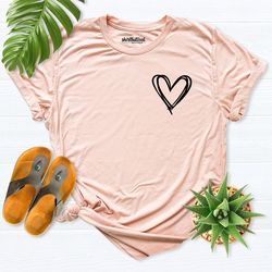 Pocket size heart Shirt, Valentines Day Shirt, women Valentine outfit, heart Valentines T-shirt, cute heart Shirt