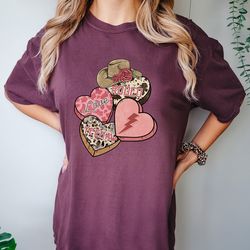 Rodeo Valentines Day Shirt, Candy Heart Valentines Shirt, Comfort Colors Cowgirls T-shirt, Leopard Heart Shirt