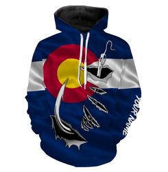 co fishing fish hook colorado flag hoodie 3d, personalized all over print hoodie 3d y55