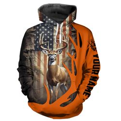 Deer Hunting Orange Hoodie 3D, Personalized All Over Print Hoodie 3D Y61