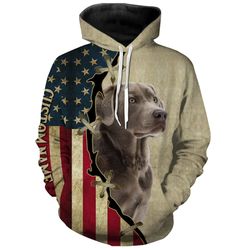 Silver Labrador Retriever American Flag Hoodie 3D, Personalized All Over Print Hoodie 3D Y72