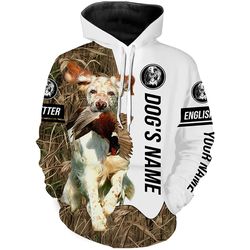 Pheasant Hunting With Llewellin English Setter Dog (Orange Belton) Hoodie 3D, Personalized All Over Print Hoodie 3D Y95