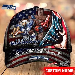 Seattle Seahawks Mascot Flag Caps, NFL Seattle Seahawks Caps for Fan