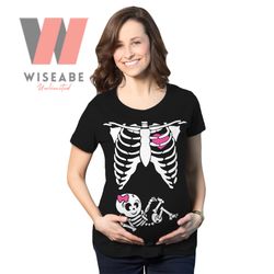 Halloween Skeleton Baby Girl Skeleton Maternity Shirt, Halloween Shirt