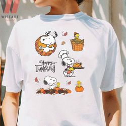 Cute Snoopy And Woodstock Happy Thanksgiving Peanuts Thanksgiving T Shirt