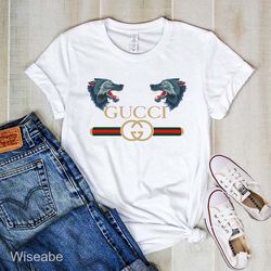 Double Wolves Gucci T-Shirt, Cheap Gucci Shirt For Women