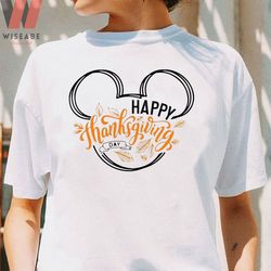Cheap Happy Thanksgiving Day Mickey Mouse Face Disney Thanksgiving Shirt