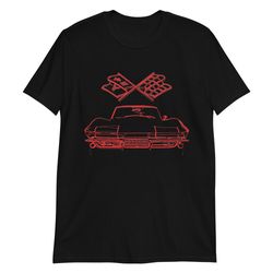 1966 Corvette C2 Antique Collector Car Red Lines Short-sleeve Unisex T-shirt5002