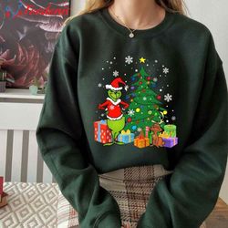 Grinch Christmas Tree Sweatshirt, Christmas Tree Shirt, Grinch Santa Hat