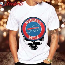 Buffalo Bills Football Skull Design T-Shirt, Buffalo Bills Presents