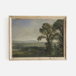 english landscape painting,  moody and rustic landscape, vintage mountain and trees landscape, giclee fine art print