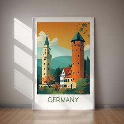 GERMANY Travel Poster - Retro Wall Art, Poster Print, Digital Download, Wall Print, Country Prints, Home Decor, Digital