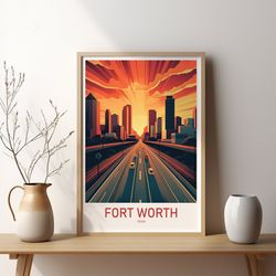 FORT WORTH Poster, US City, Digital Download, Wall Art, Wanderlust, Gift, Holiday, Travel, Gift, Gifts For Her, Gifts Fo