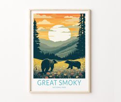 Great Smoky National Park Print Wall Art, Great Smoky Poster, National Park Wall Art, Travel Print Poster, Travel Gift