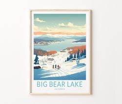 big bear lake travel print, big bear california travel poster print, big bear city wall art, winter ski travel wall deco