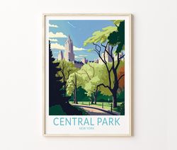 central park new york travel print, central park travel poster print, manhattan new york wall art, new york travel wall