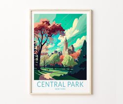 central park new york travel print, central park travel poster print, manhattan new york wall art, wall art gallery, new