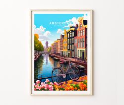 Amsterdam Travel poster, Amsterdam Holland Poster Print, Amsterdam Custom Travel Print, Personalized Travel Poster, Birt