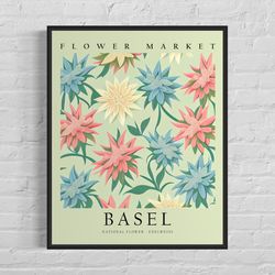 Basel Switzerland Flower Market Art Print, Basel Flower Poster Wall Art