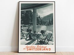 Switzerland Poster Vintage Framed Art Switzerland Vintage Travel Poster Canvas Print Wall Art Wall Prints Poster Art Wal