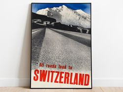 Switzerland Poster Vintage Framed Art Switzerland Vintage Travel Poster Canvas Print Wall Art Wall Prints Poster Art Wal