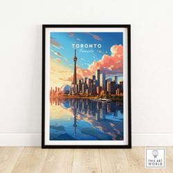 Toronto Skyline Sunset Poster - Canada Travel Gift - Wall Art Poster - Birthday Gift