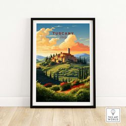 Tuscany Print  Travel Poster   Birthday present  Wedding Anniversary gift  Home Decor