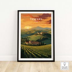 Tuscany Wall Art  Travel Poster   Birthday present  Wedding Anniversary gift  Home Decor