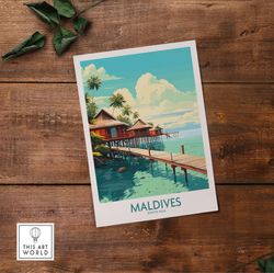 Maldives Wall Art  Travel Poster   Birthday present  Wedding Anniversary gift  Home Decor