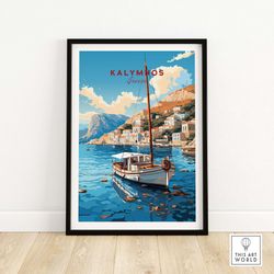 Kalymnos Greece Print  Travel Poster   Birthday present  Wedding Anniversary gift  Home Decor