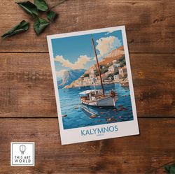 Kalymnos Print Greece  Travel Poster   Birthday present  Wedding Anniversary gift  Home Decor