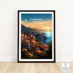 Funchal Madeira Art Print  Travel Poster   Birthday present  Wedding Anniversary gift  Home Decor