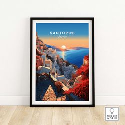 Santorini Poster  Birthday present  Wedding Anniversary Gift  Greece Travel Poster  Santorini Art Print