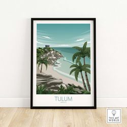 Tulum Art Print  Mexico Travel Poster  Wall Art  Travel Poster  Framed & Unframed Artwork  Art Print Gift Idea